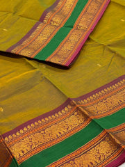 Olive Green Chettinad Cotton Saree