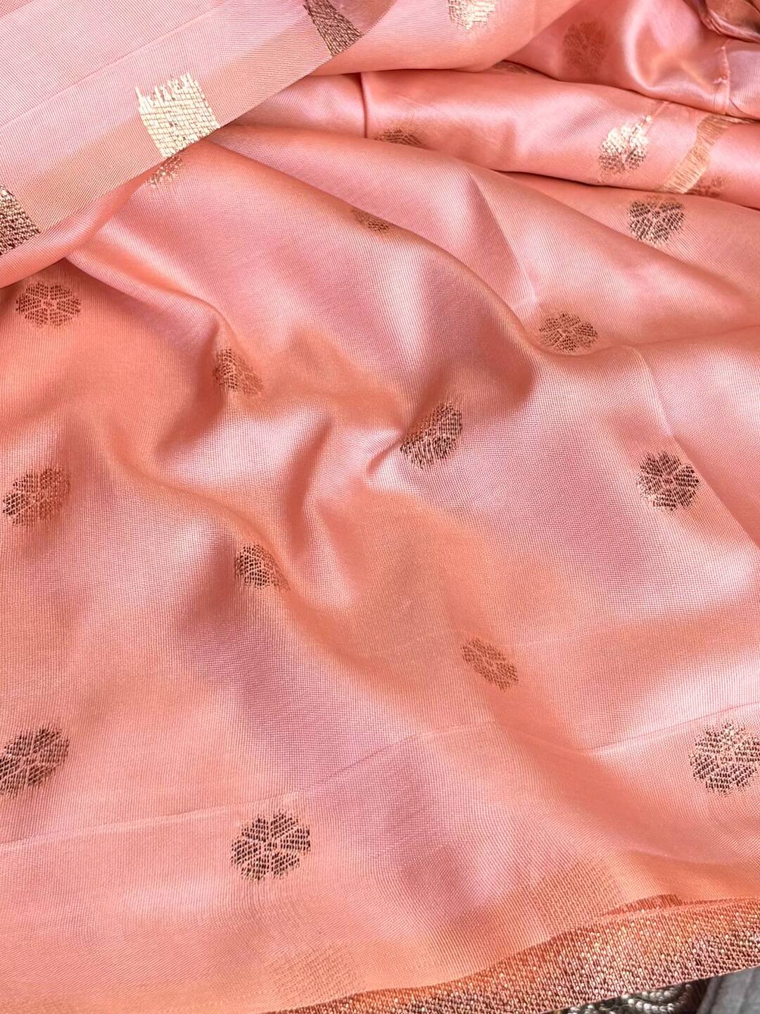 Peach Cotton Silk Saree
