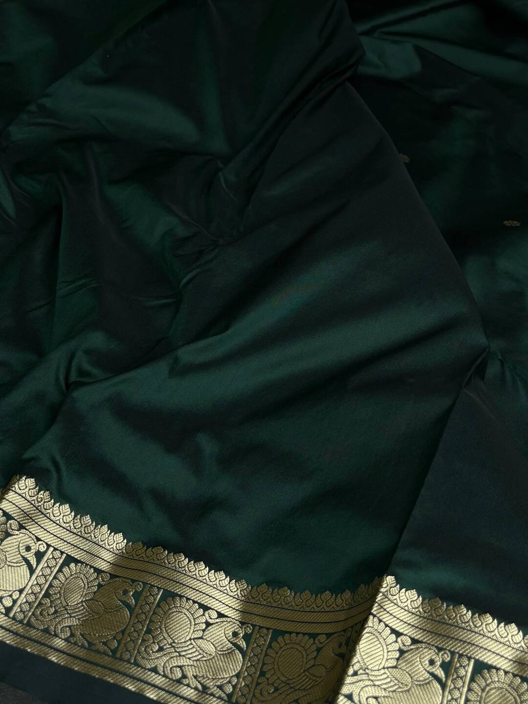 Emerald Green Semi Kanchi Silk Cotton Saree