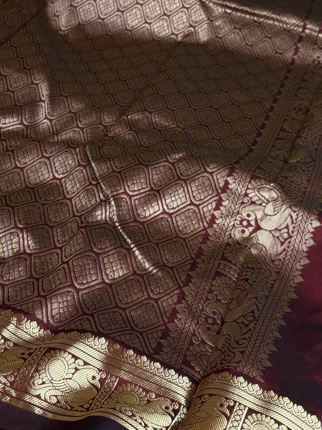 Burgundy Semi Kanchi Silk Cotton Saree