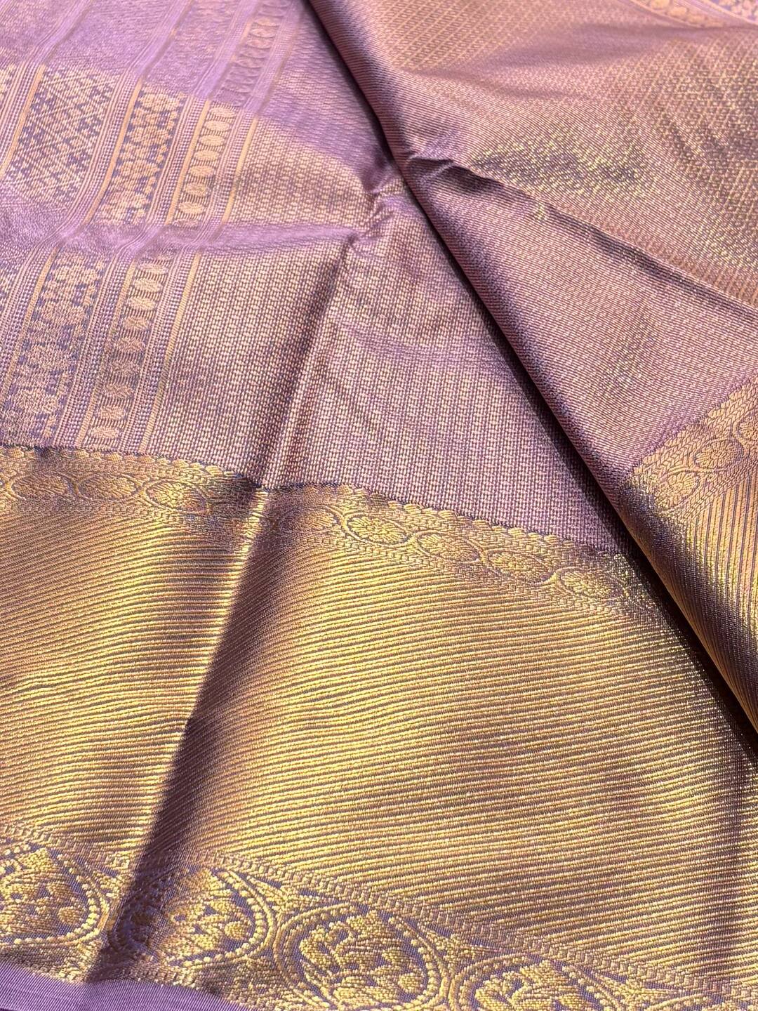Lavender purple Purple Semi Kanchipuram Silk Saree