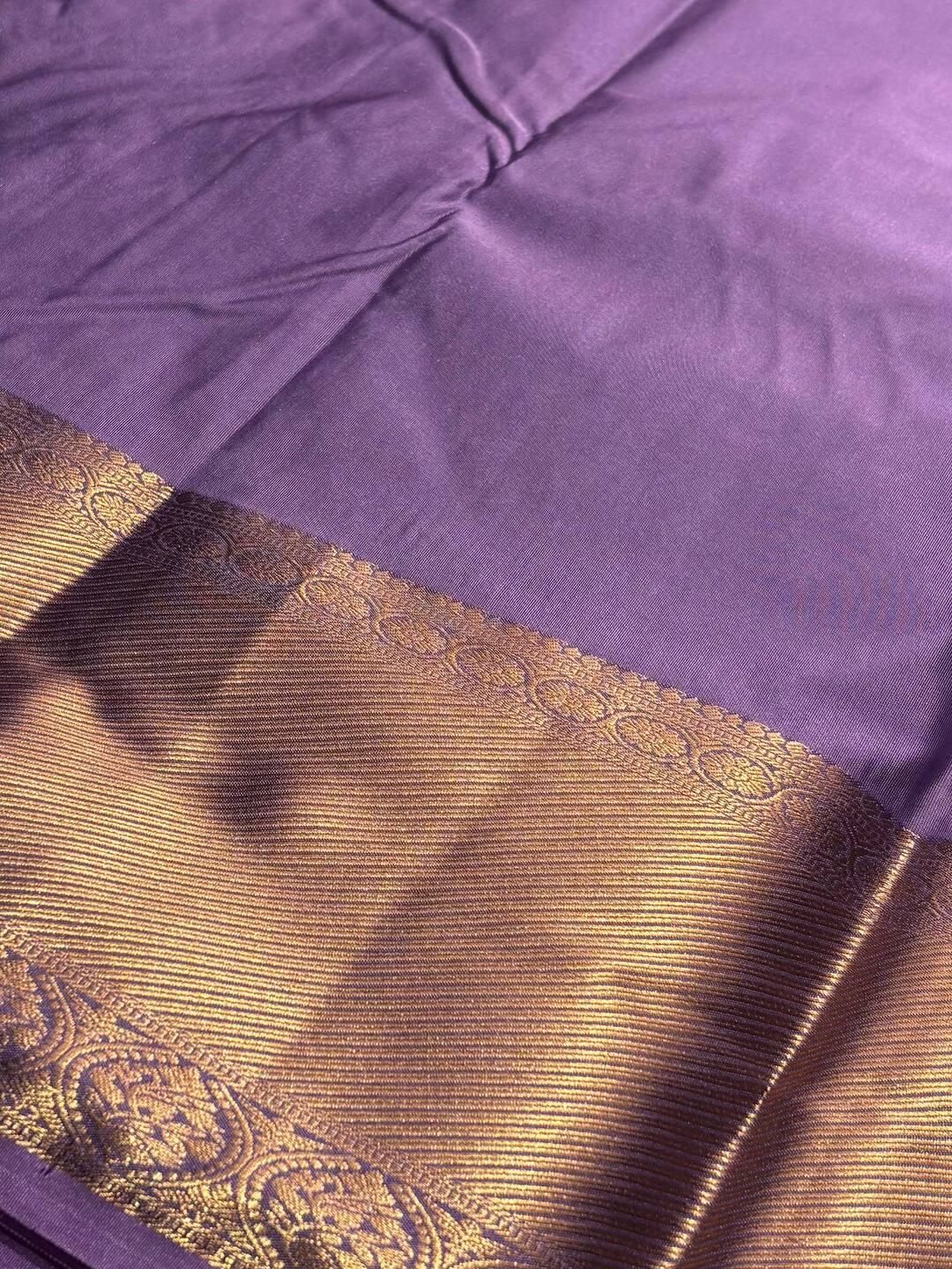 Lavender purple Purple Semi Kanchipuram Silk Saree