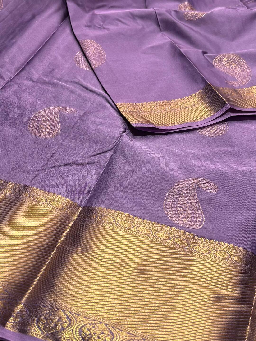 Lavender purple Purple Semi Kanchipuram Silk Saree