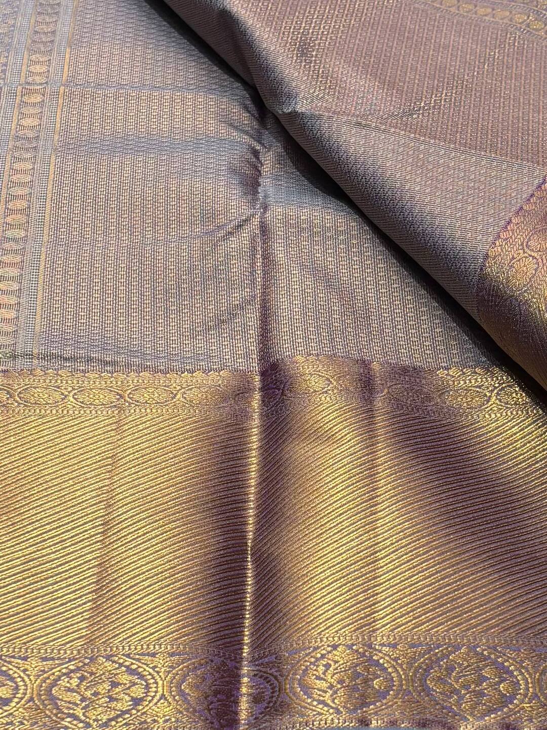 Bluish Purple Semi Kanchi Silk Saree