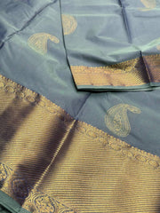 Dual Tone Blue Semi Kanchi Silk Saree