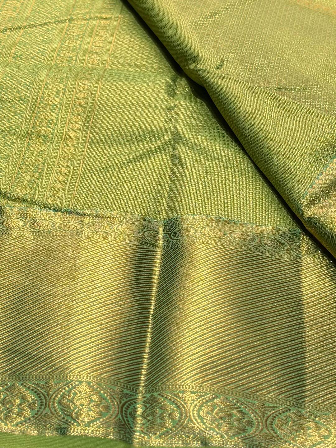 Parrot Green Semi Kanchi Silk Saree