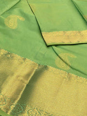 Parrot Green Semi Kanchi Silk Saree