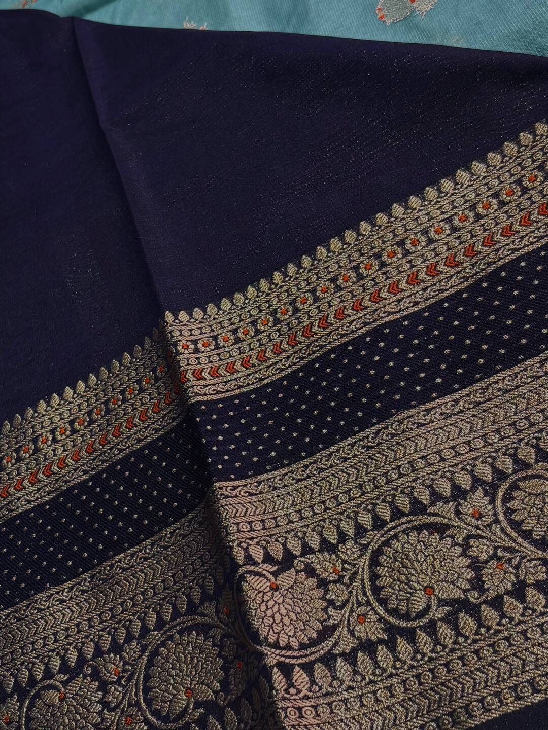Sky Blue Banaras Cotton Silk Saree