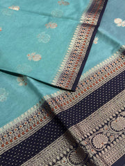 Sky Blue Banaras Cotton Silk Saree