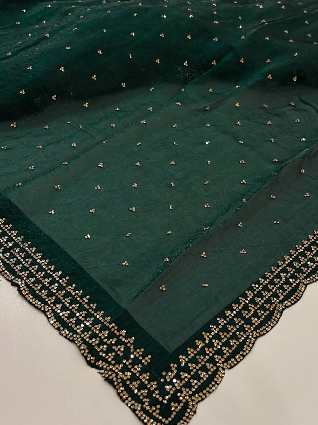 Emerald Green Georgette Silk Saree