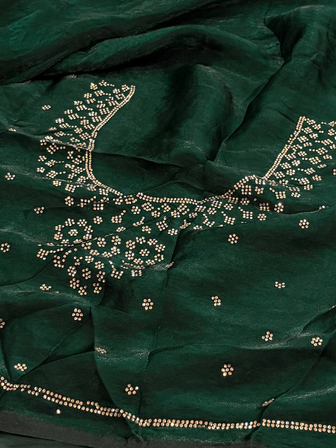 Emerald Green Georgette Silk Saree