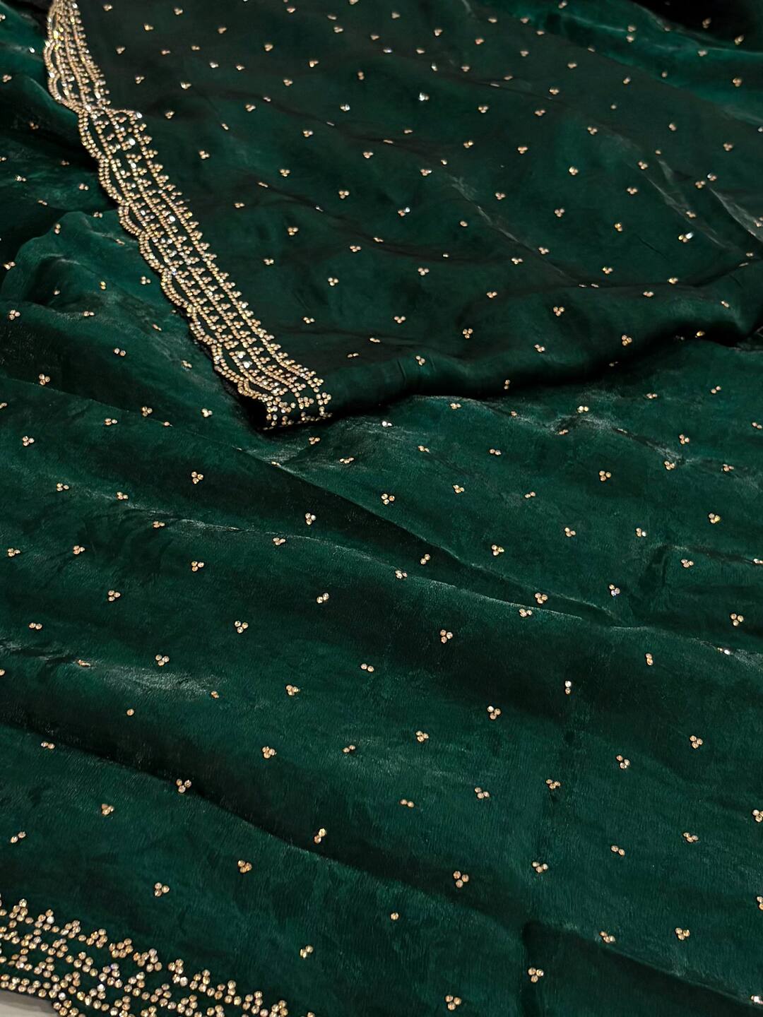 Emerald Green Georgette Silk Saree