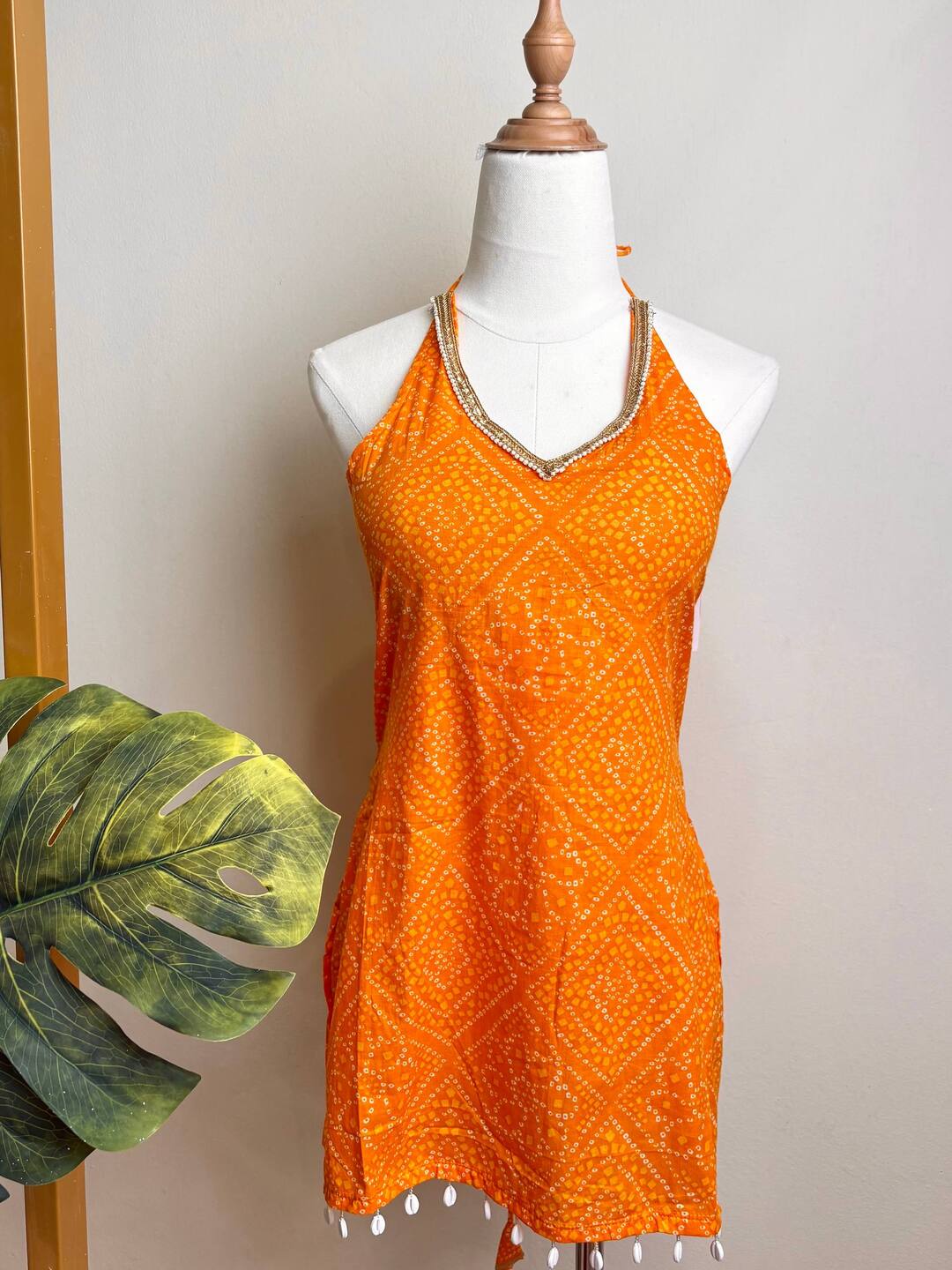 Yellow Hand block Cotton Top