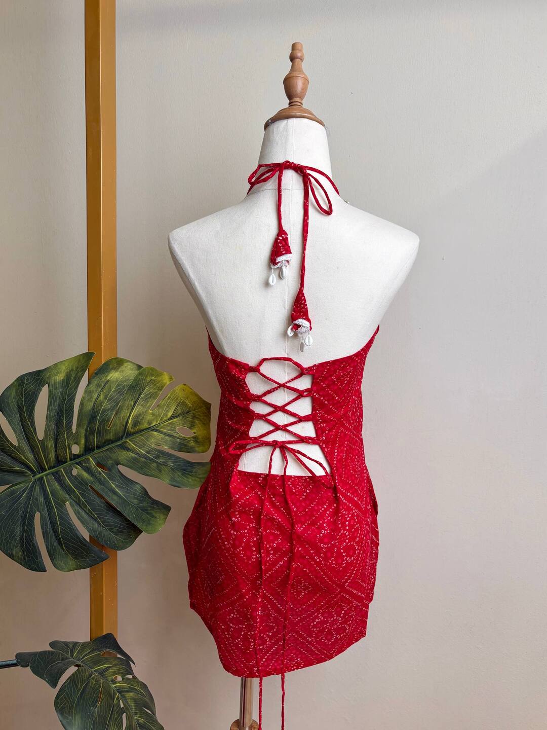 Chili Red Hand block Cotton Top