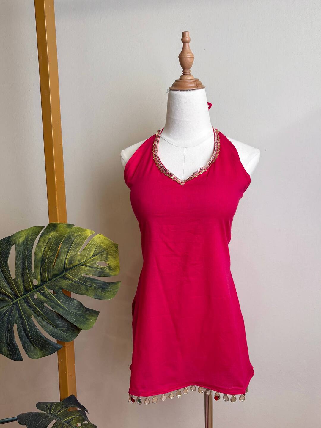 Hot Pink Hand block Cotton Top