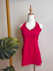 Hot Pink Hand block Cotton Top