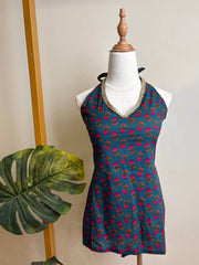 Teal Blue Hand block Cotton Top