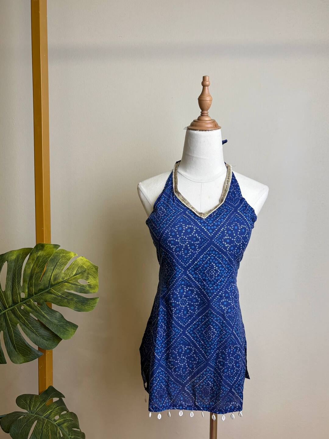Navy Blue Hand block Cotton Top
