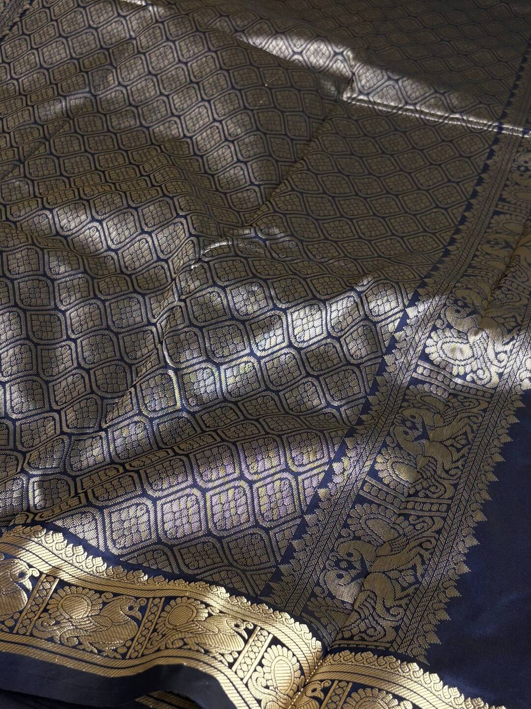 Royal Blue Semi Kanchi Silk Cotton Saree