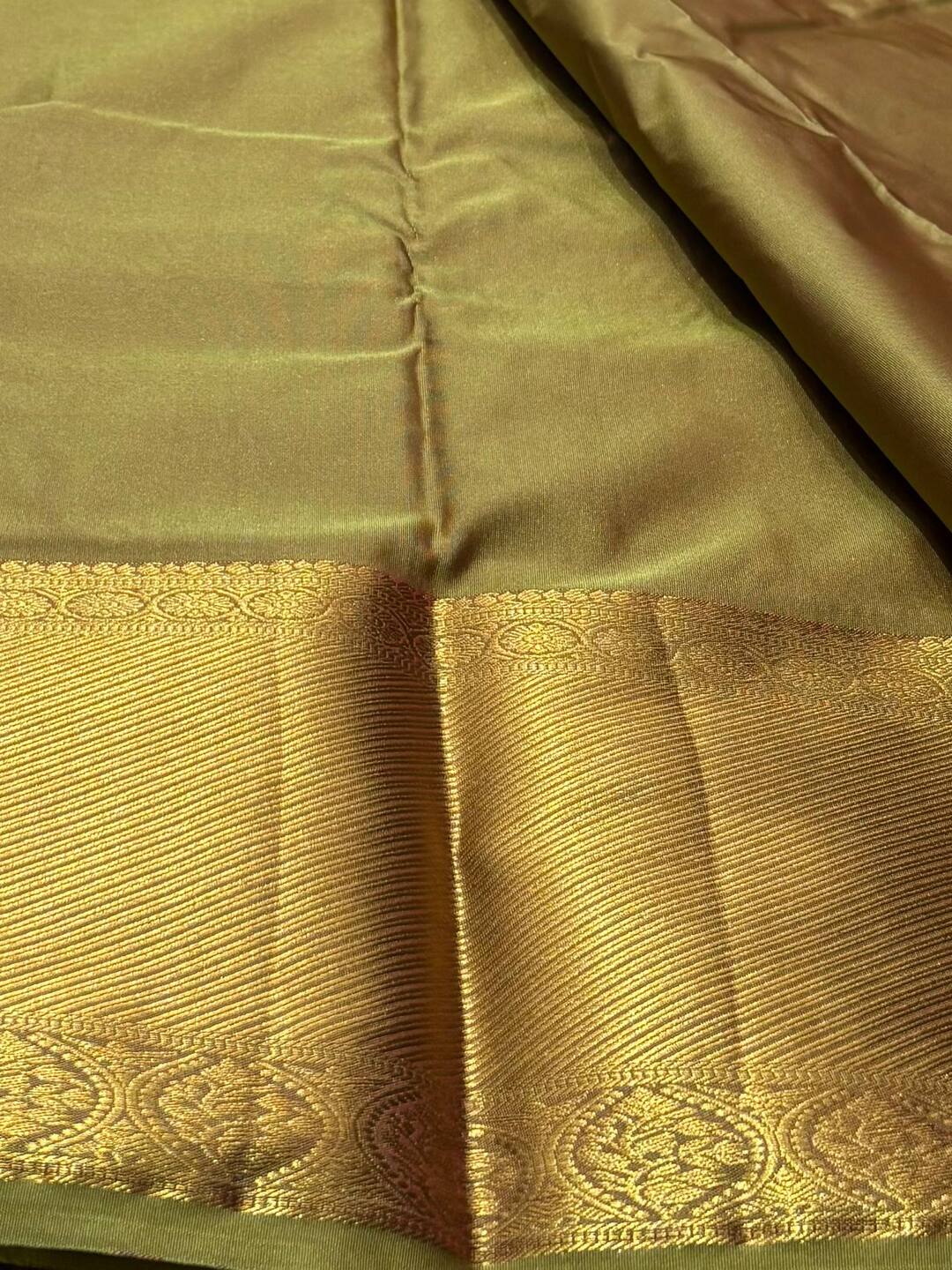 Greenish Brown Kanchipuram Silk Saree