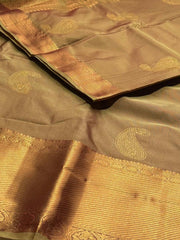 Greenish Brown Kanchipuram Silk Saree