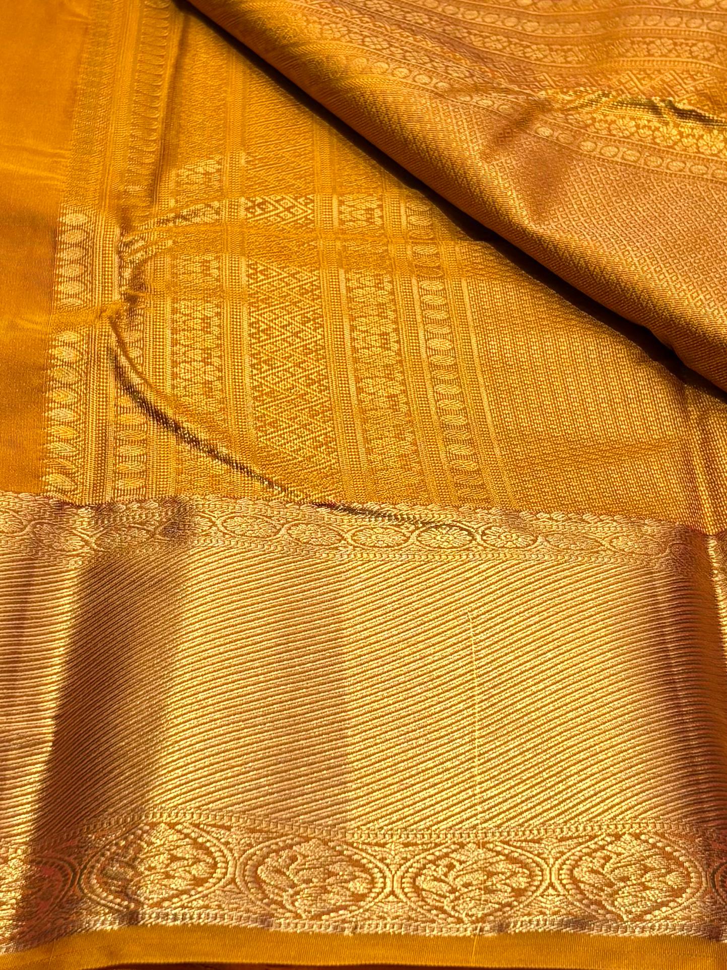 Mustard Brown Semi Kanchipuram Silk Saree