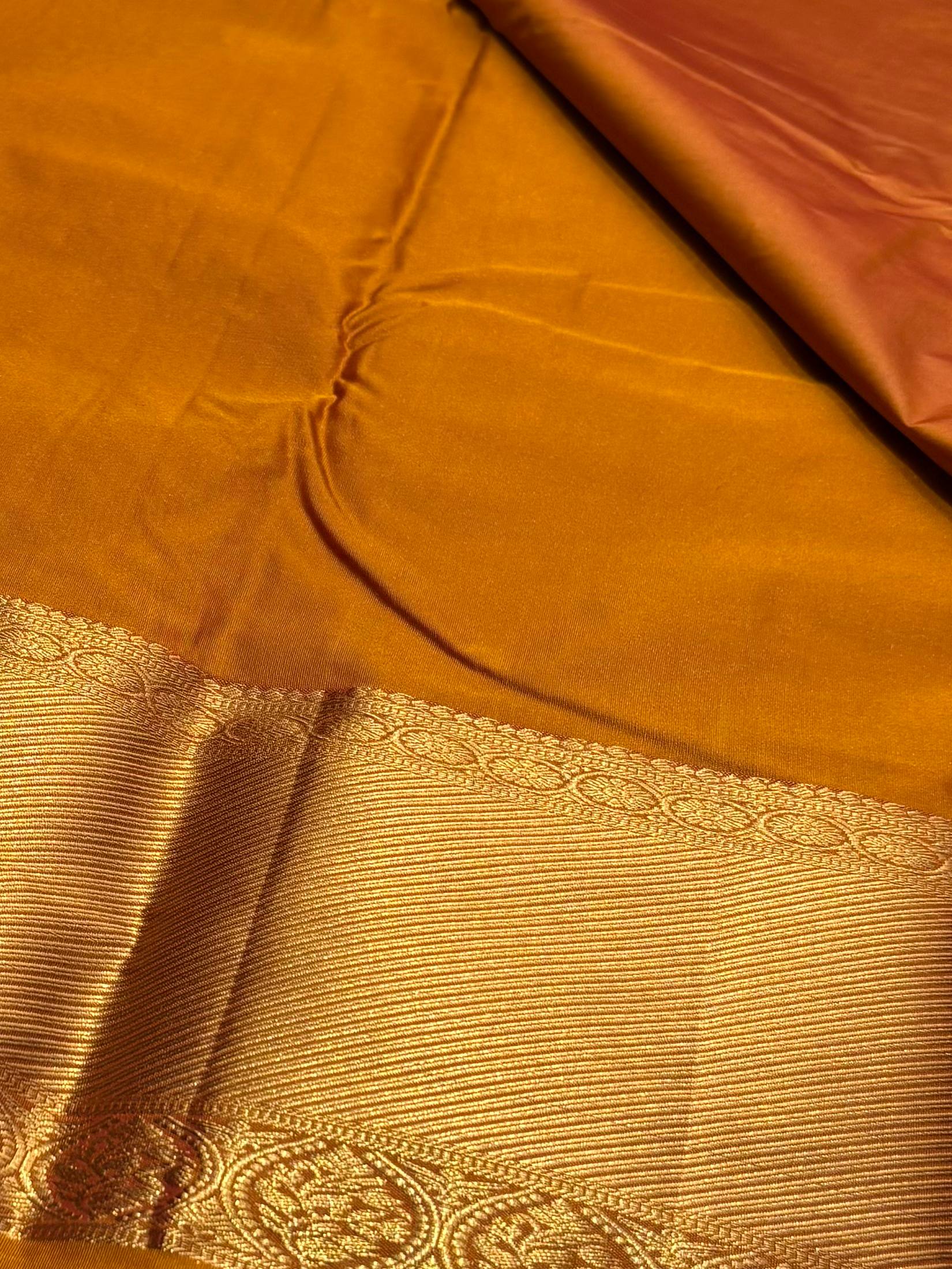 Mustard Brown Semi Kanchipuram Silk Saree