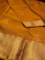 Mustard Brown Semi Kanchipuram Silk Saree
