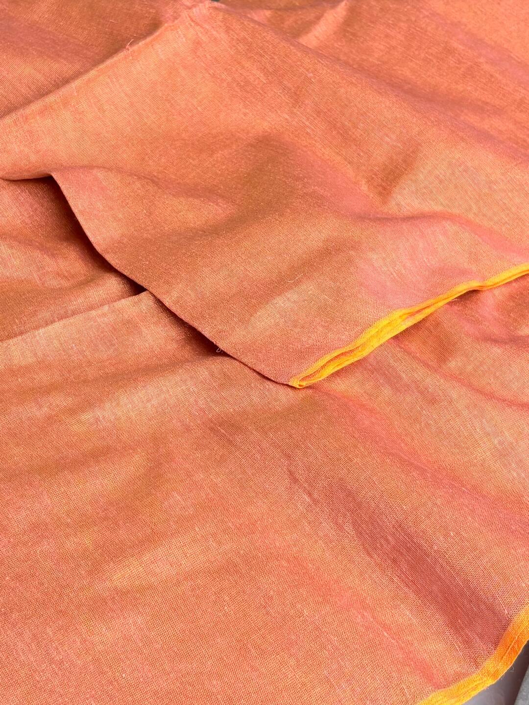 Pastel Pink Plain Kadhi Cotton Saree