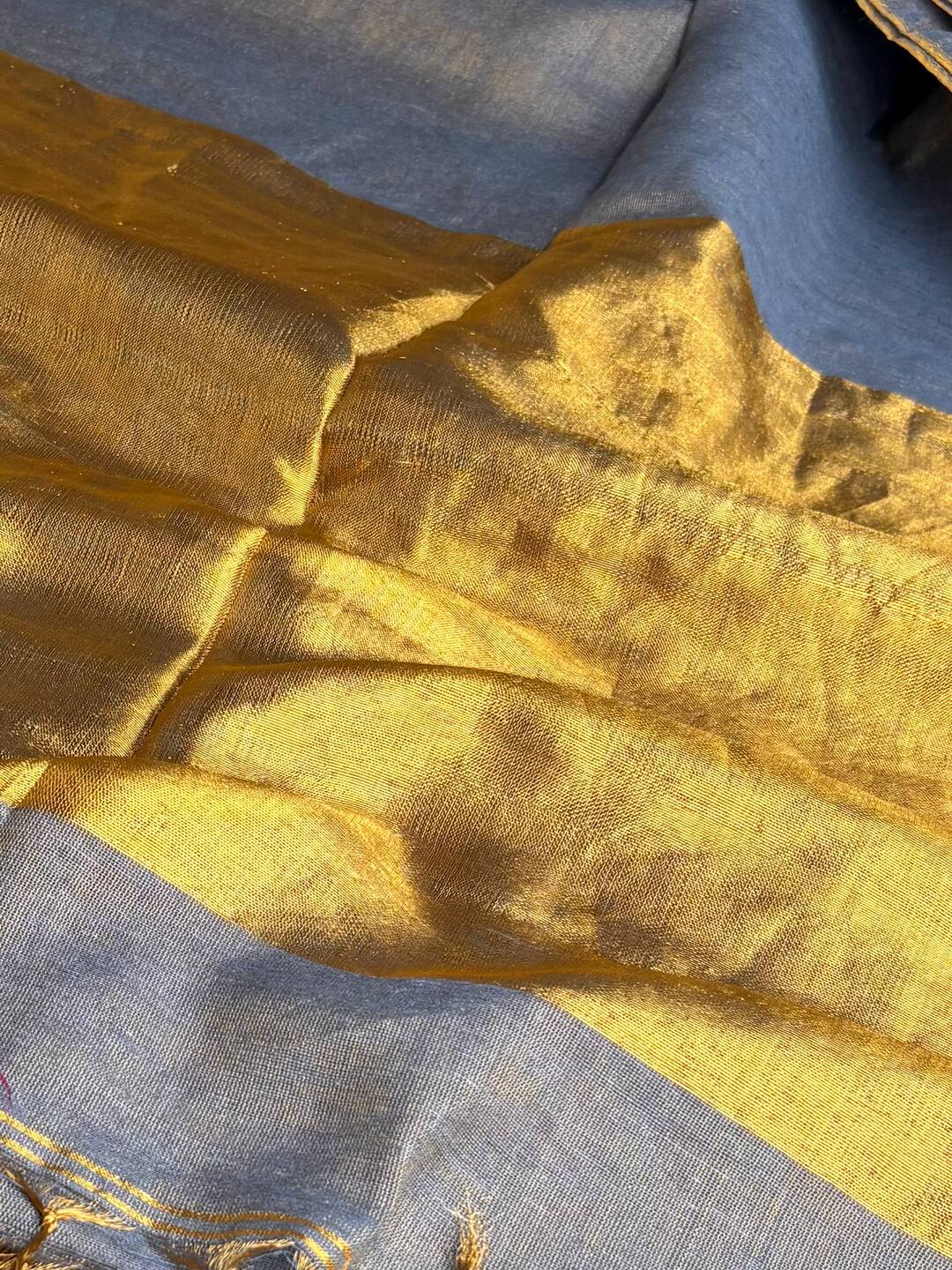 Grey Plain Kadhi Cotton Saree