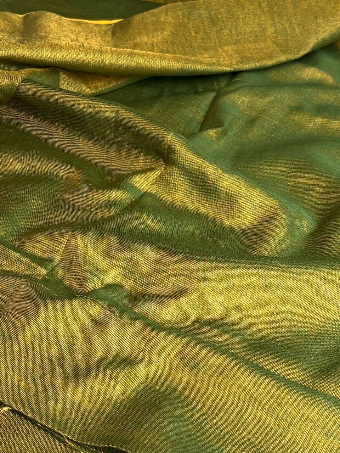 Olive Green Plain Kadhi Cotton Saree