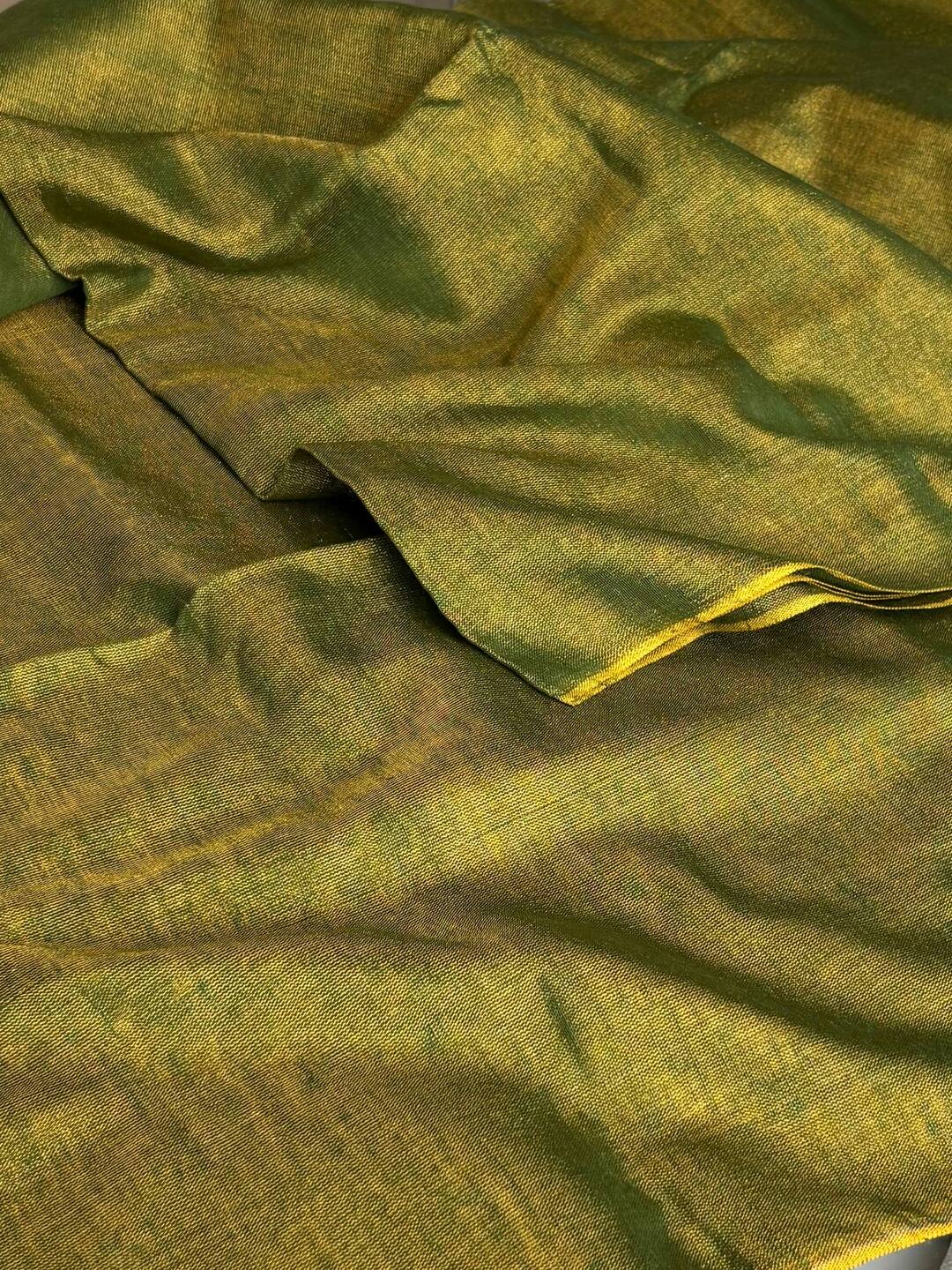 Olive Green Plain Kadhi Cotton Saree