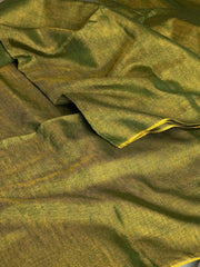 Olive Green Plain Kadhi Cotton Saree
