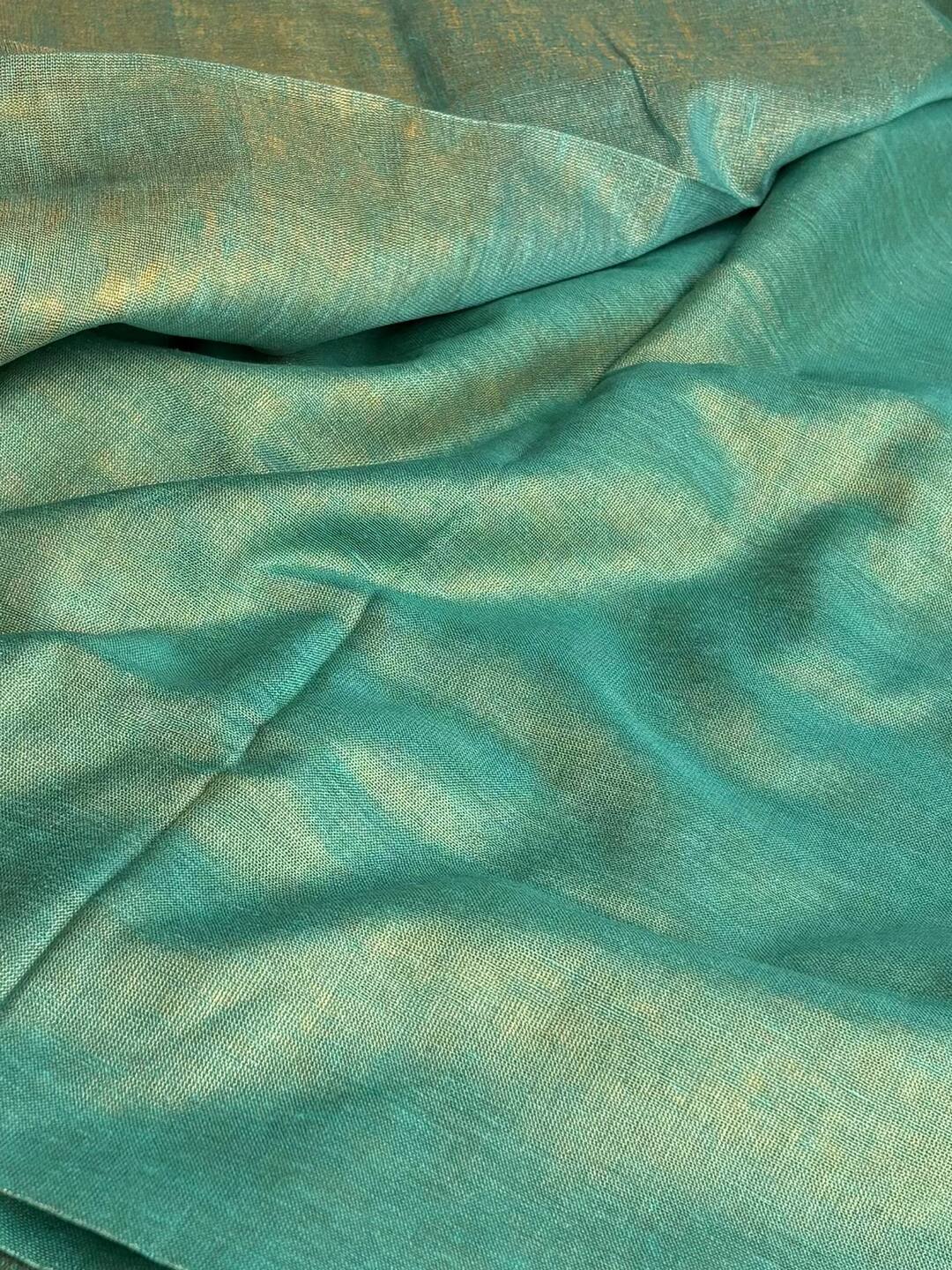 Sky Blue Plain Kadhi Cotton Saree