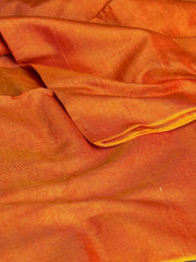Orange Plain Kadhi Cotton Saree