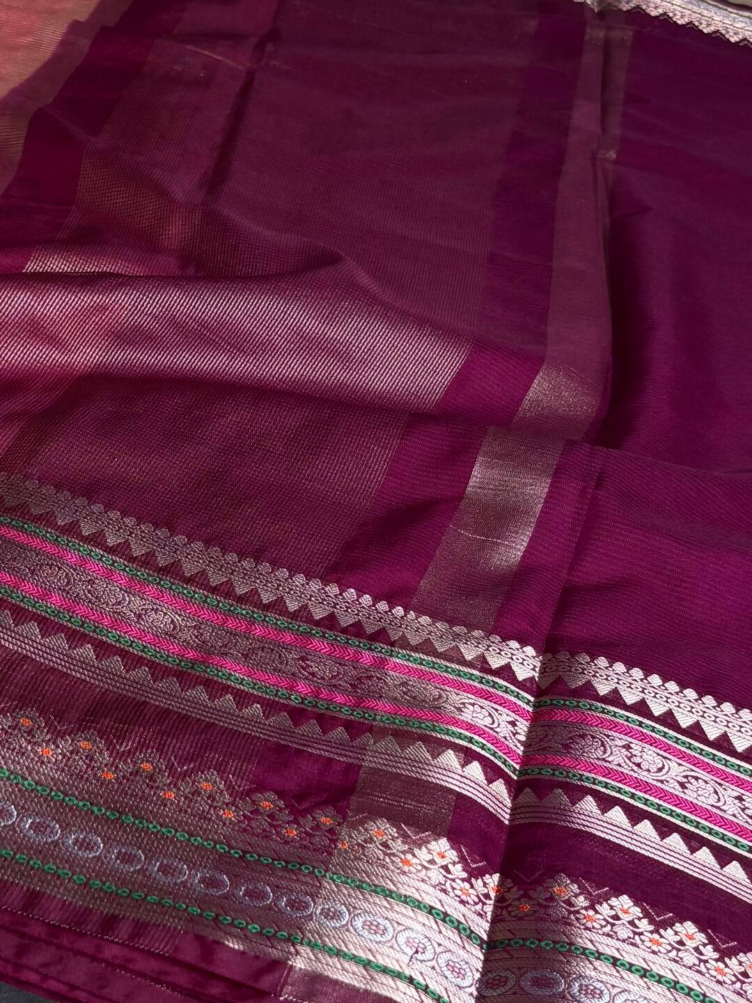 Peach Pink Banaras Cotton Saree