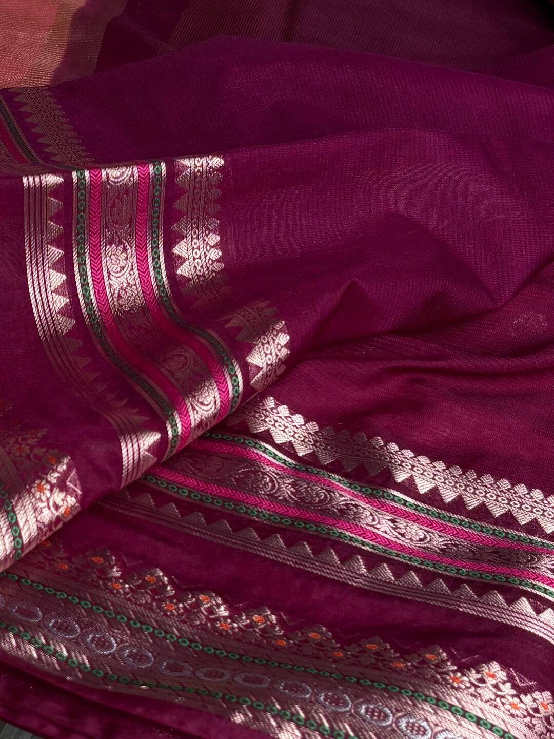 Peach Pink Banaras Cotton Saree