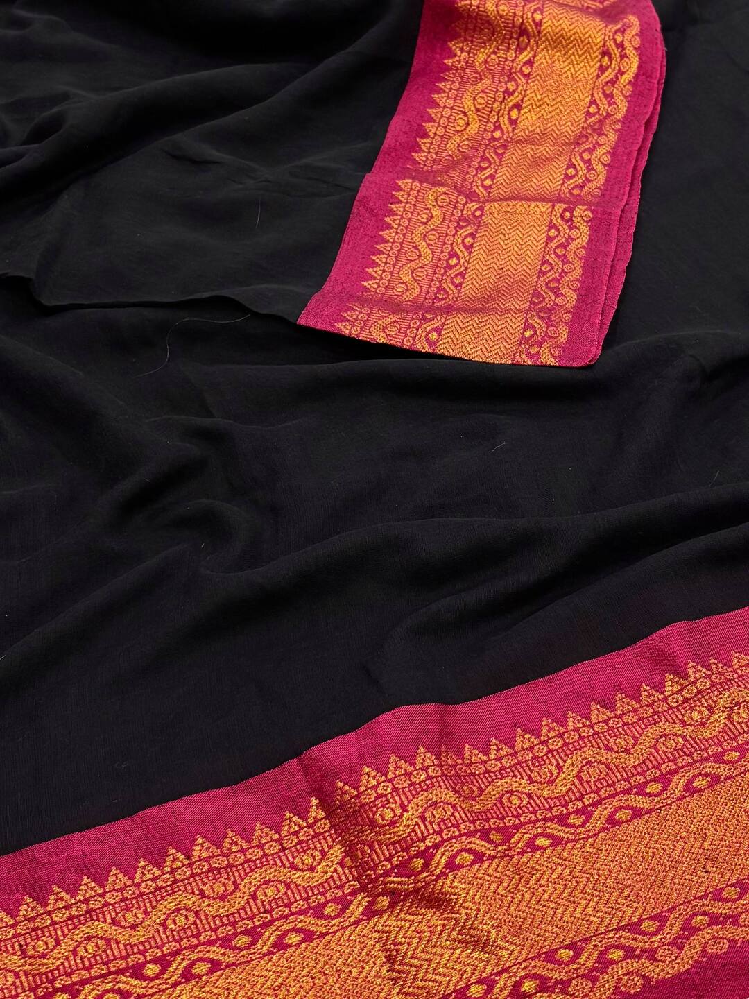 Black Kadhi Cotton Saree