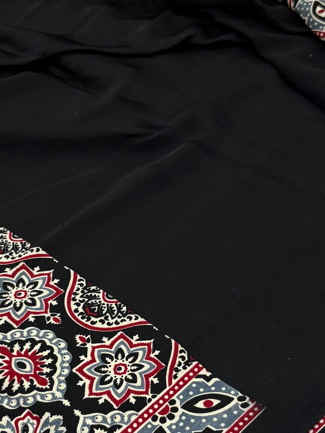 Black Satin Silk Saree