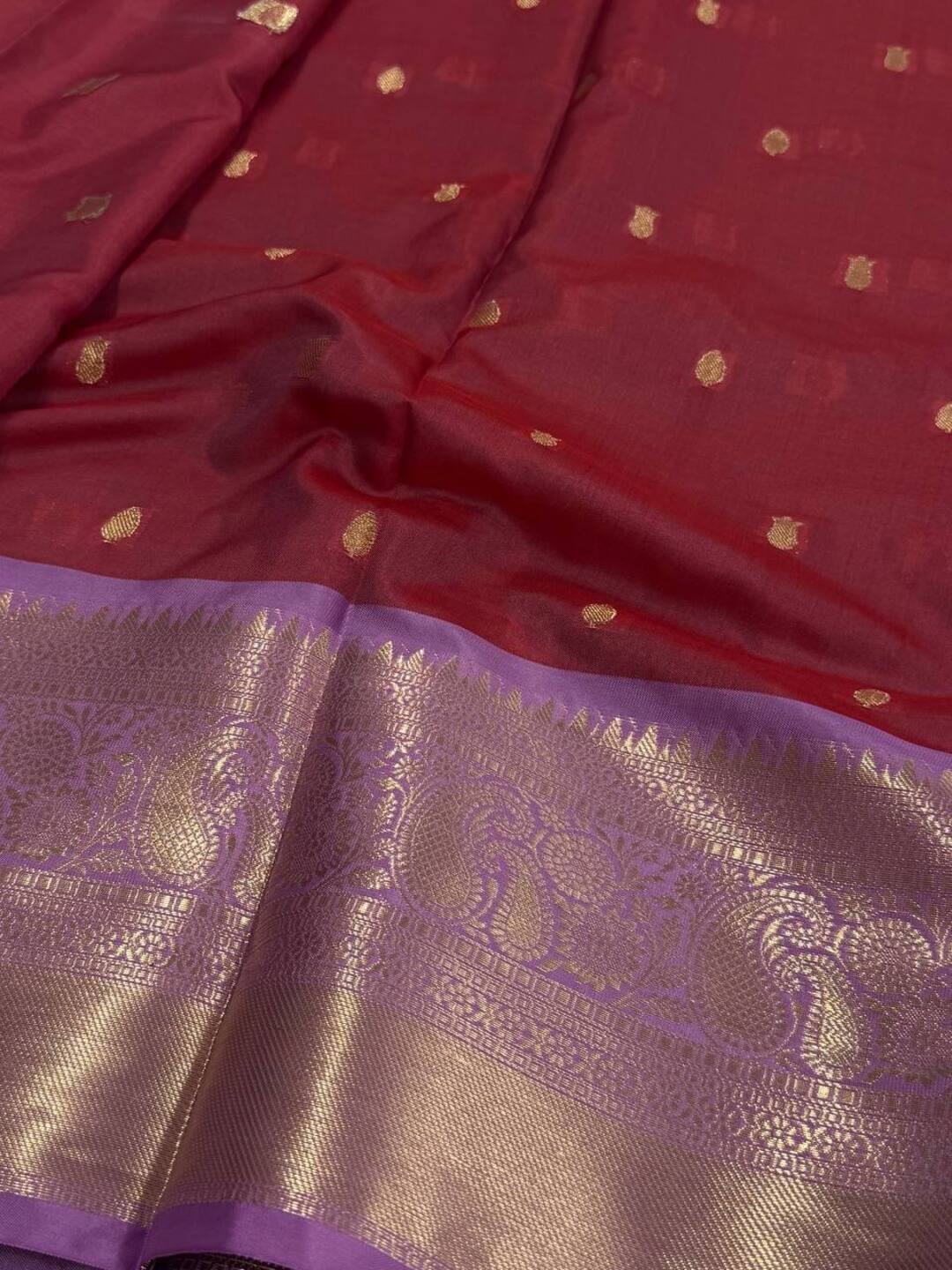 Dual Tone Brown Banaras Cotton Silk Saree