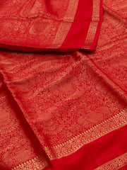 Chili Red Chiffon Silk Saree