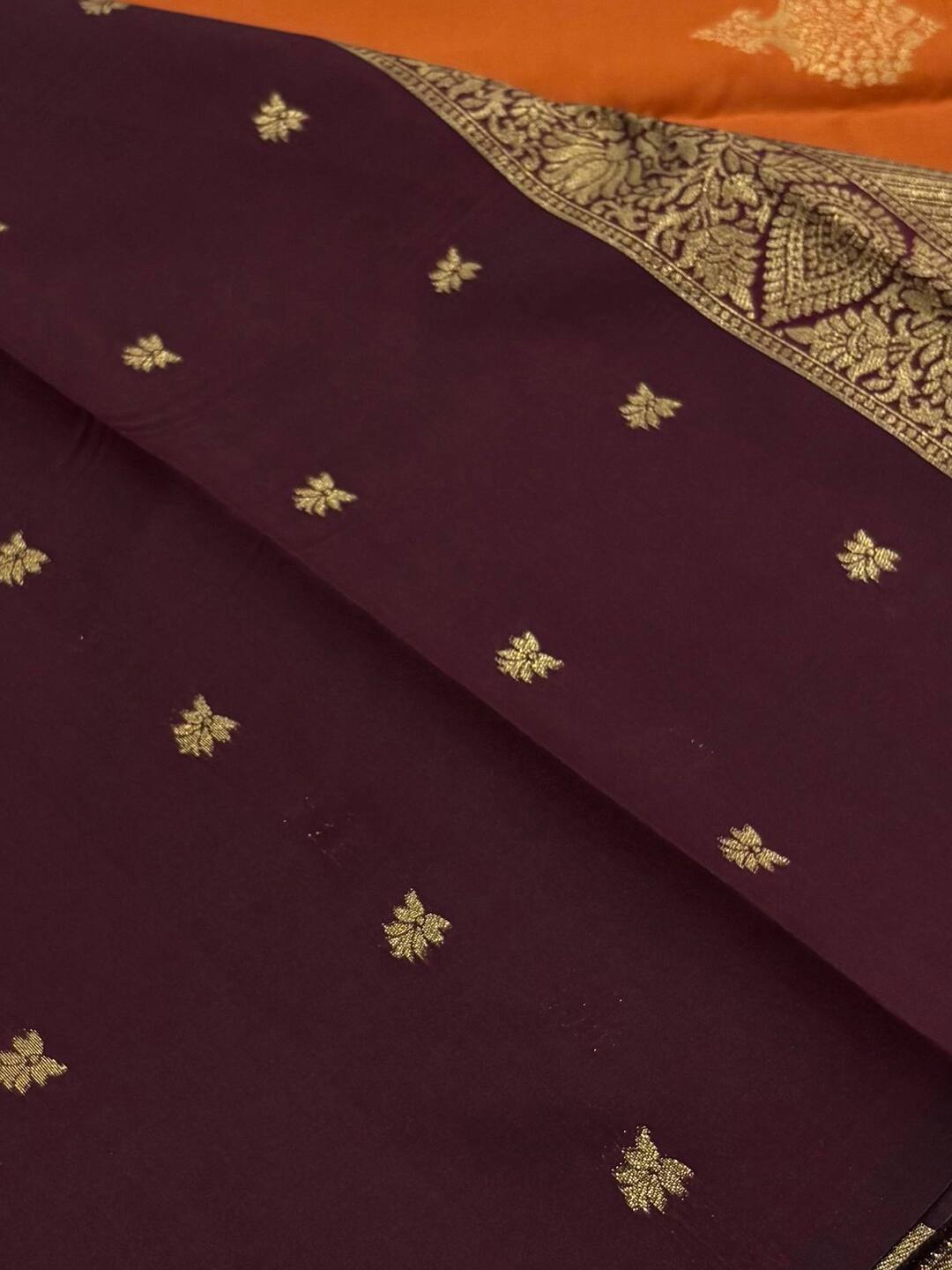 Burnt Orange Cotton Silk Saree