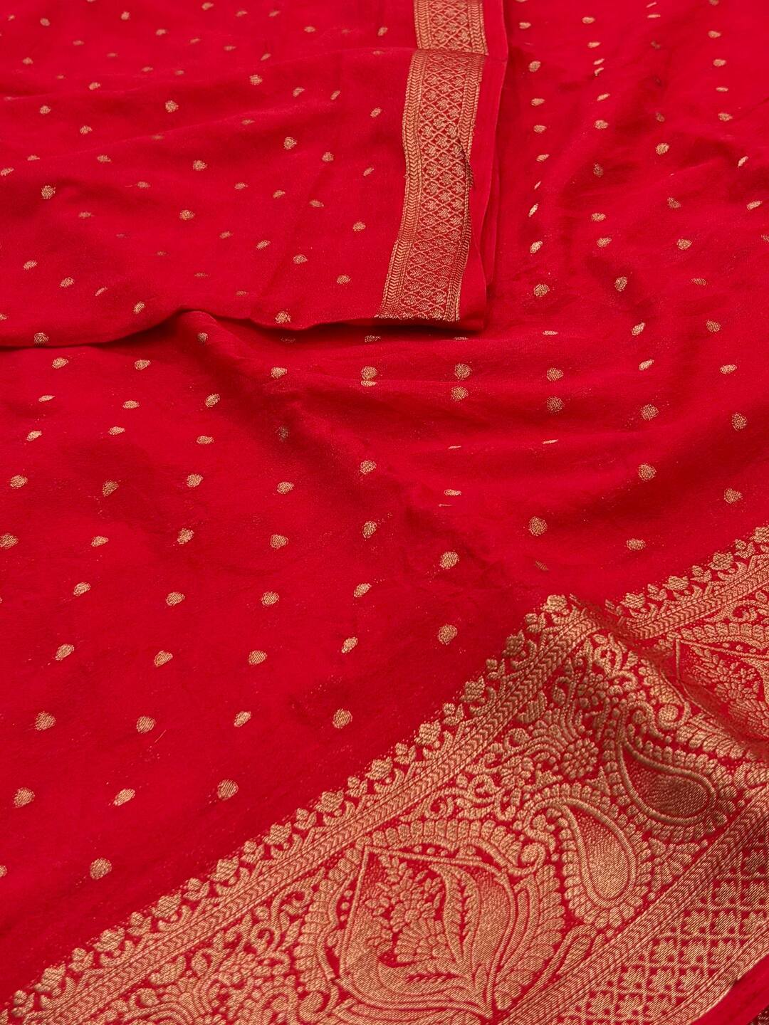 Chili Red Chiffon Silk Saree
