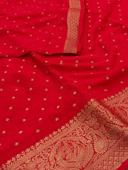 Chili Red Chiffon Silk Saree