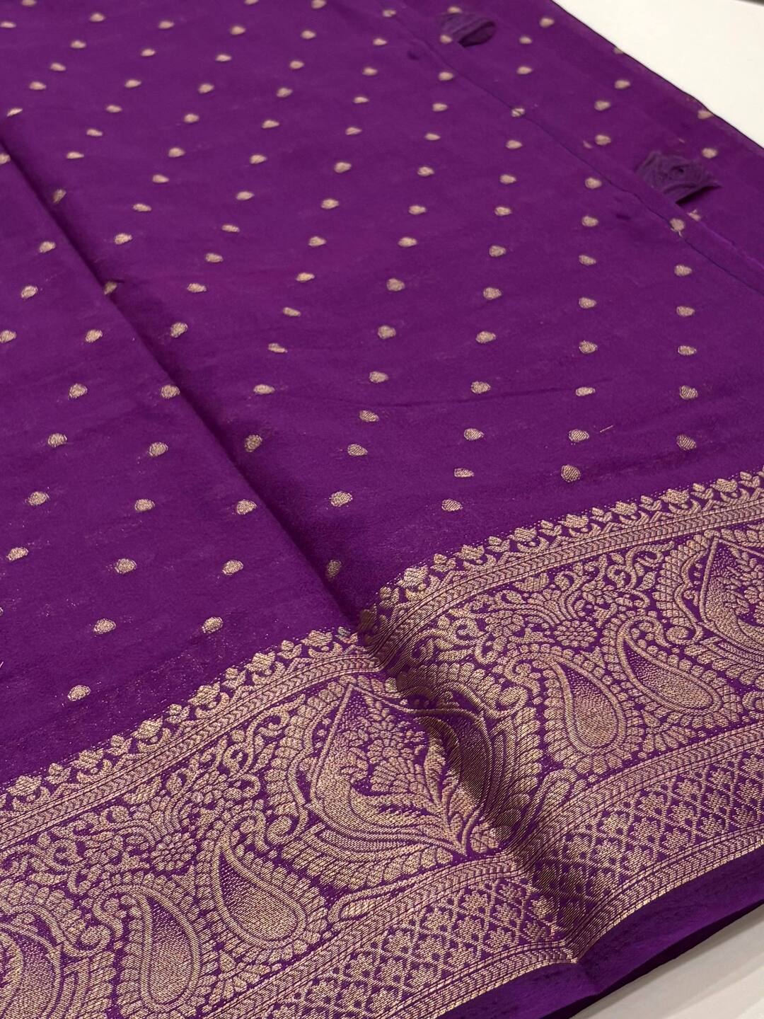Purple Chiffon Silk Saree