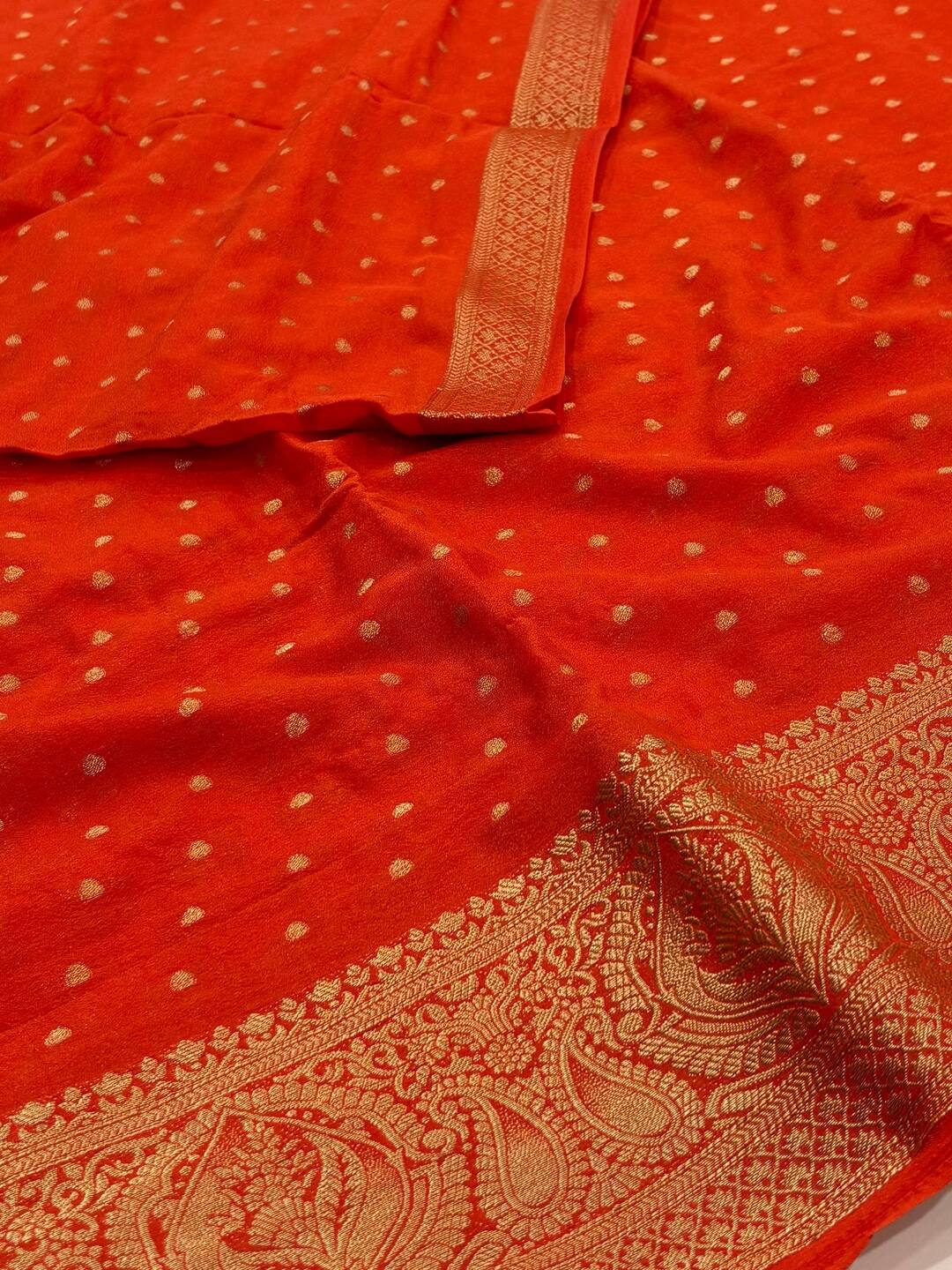 Orange Chiffon Silk Saree