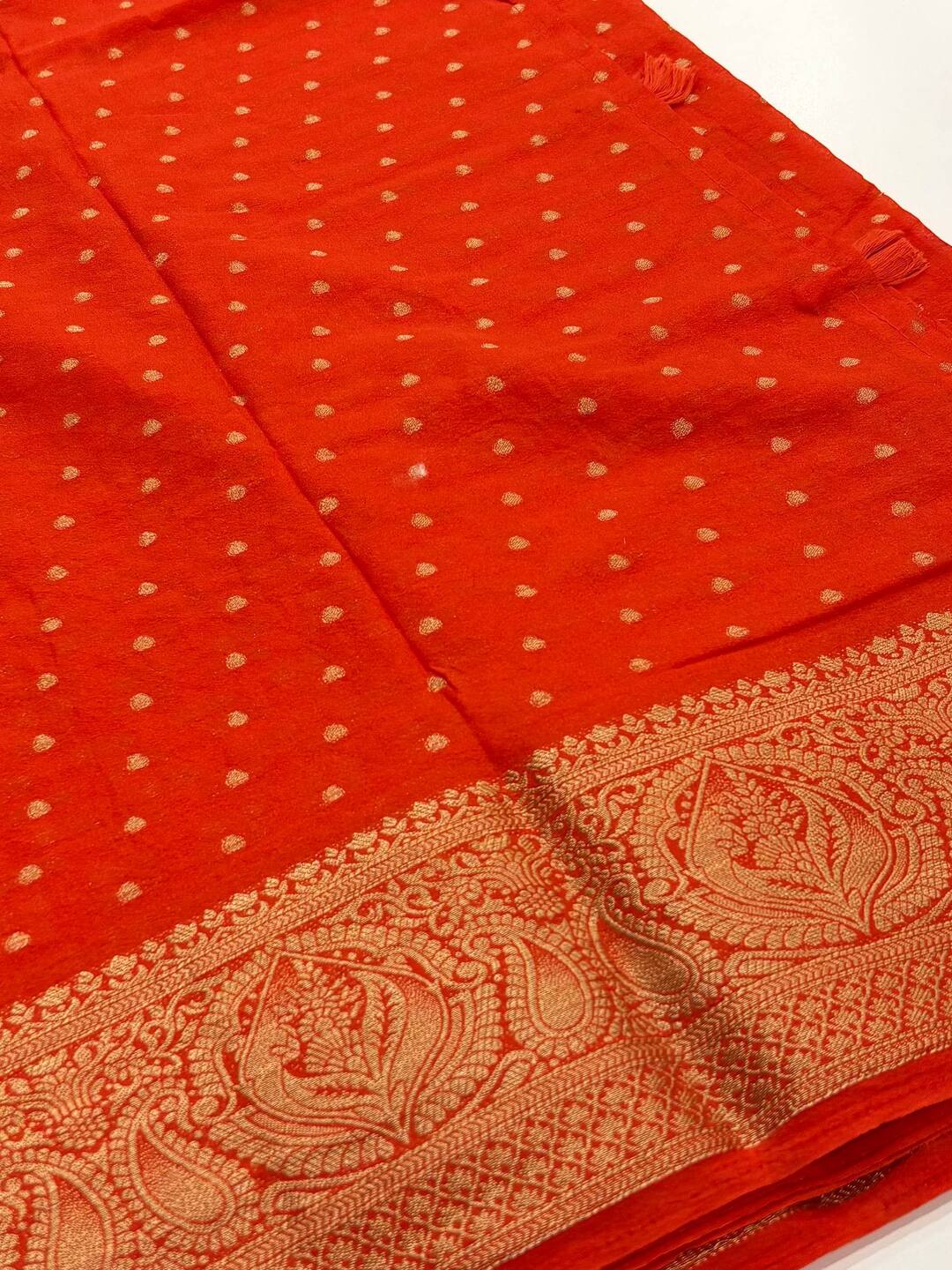 Orange Chiffon Silk Saree