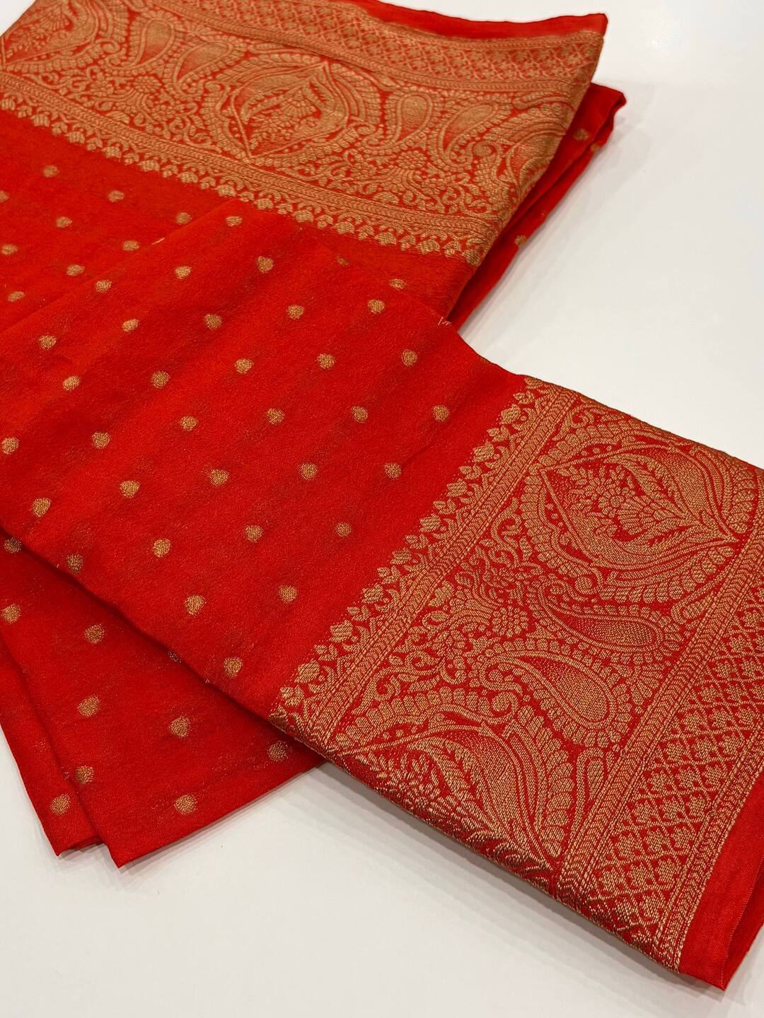 Orange Chiffon Silk Saree