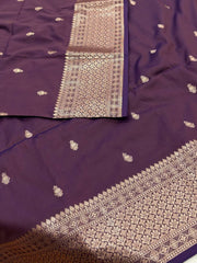 Dual Shade Purple Cotton Silk Saree