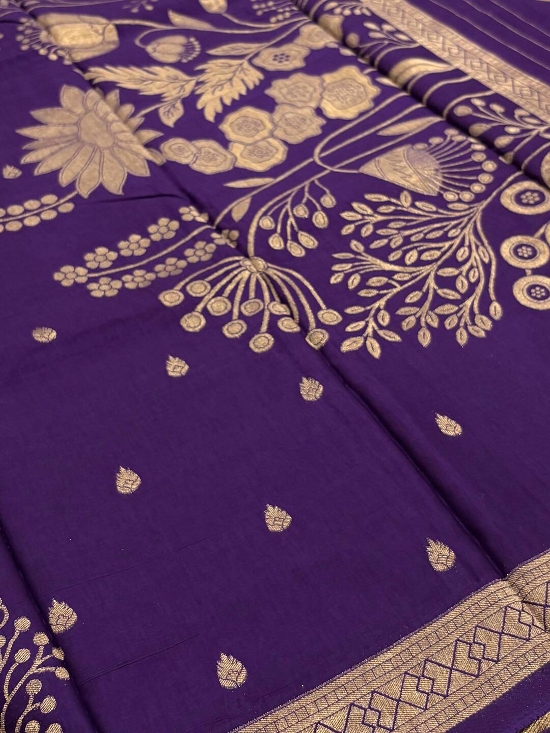 Royal Purple Chiffon Cotton Silk Saree